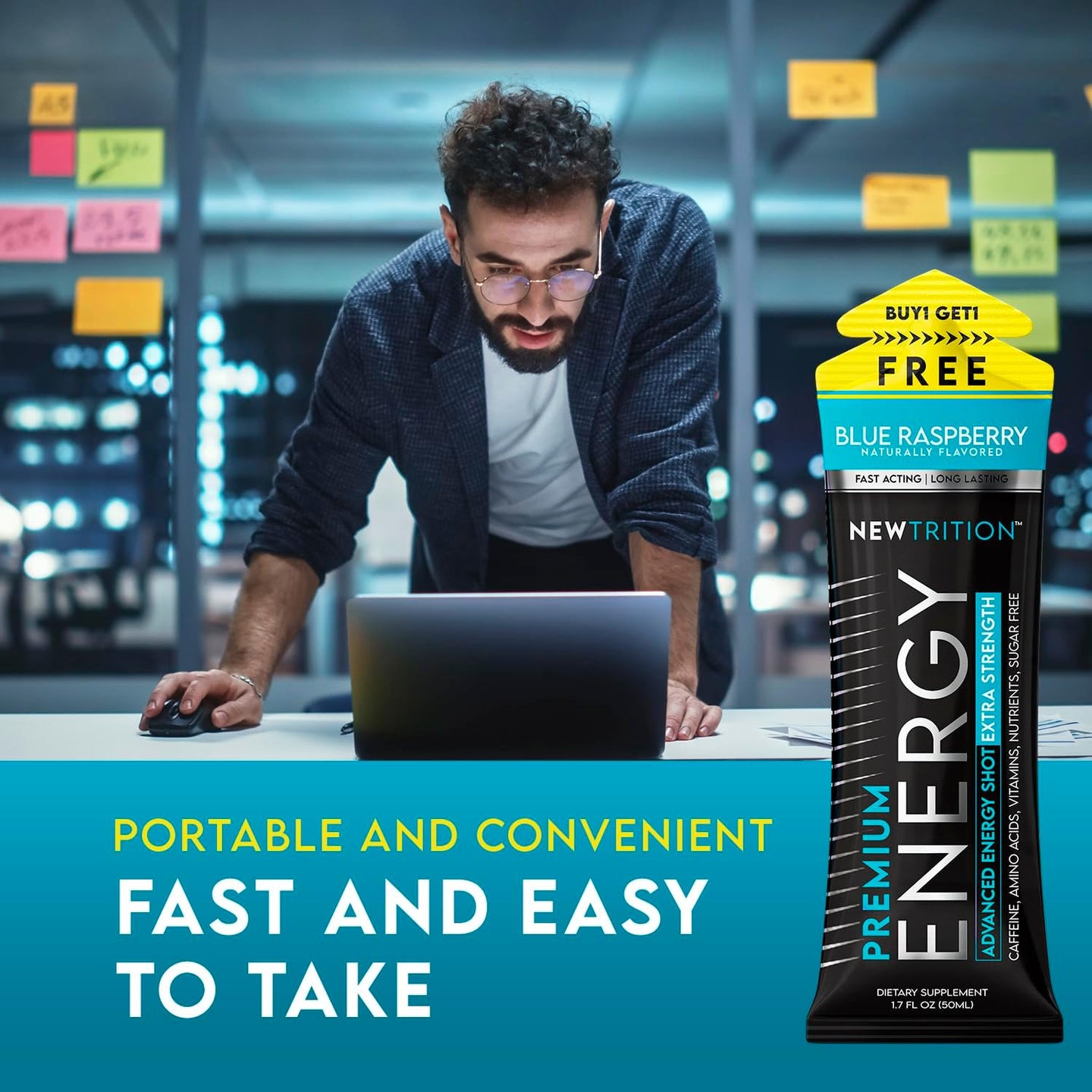 Blue Raspberry Flavor Extra Strength Energy Shots